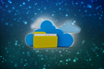 Poster - 3d rendering cloud computing concept, cloud internet technology concept background, cloud computing 