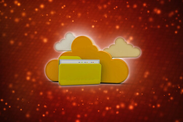 Poster - 3d rendering cloud computing concept, cloud internet technology concept background, cloud computing 