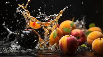  apples in water splash