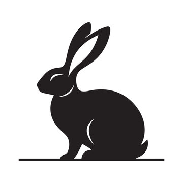 Velvet Vignettes: Rabbit Silhouettes Enveloped in Velvet Shadows, Creating a Silhouetted Masterpiece - Bunny Silhouette - Rabbit Vector
