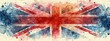  A watercolor rendition of the United Kingdom flag with splashes of color and a textured appearance, suitable for creative backgrounds or graphic elements.