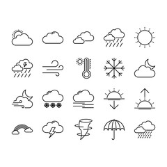 enhance your designs with these minimalist black line weather icons. perfect for contemporary interf