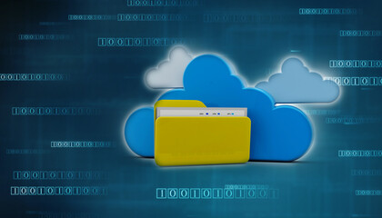 Poster - 3d rendering cloud computing concept, cloud internet technology concept background, cloud computing 