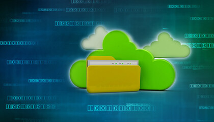 Poster - 3d rendering cloud computing concept, cloud internet technology concept background, cloud computing 