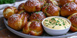 Homemade soft pretzels with beer cheese sauce