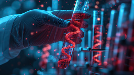Wall Mural - doctor and medical assistant robot analysis and testing result of dna on modern virtual interface, s