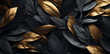 the gold leaf wallpaper has different colors and styles, in the style of conceptual digital art, tropical symbolism, high detailed, brown and black, shaped canvas, soft-edged