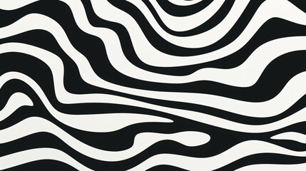 Poster - a black and white zebra print wallpaper, in the style of surrealistic distortion, freeform minimalism, rounded, psychedelic artwork, shaped canvas