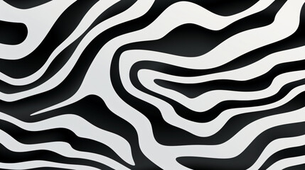 Poster - a black and white zebra print wallpaper, in the style of surrealistic distortion, freeform minimalism, rounded, psychedelic artwork, shaped canvas