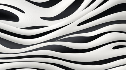 Poster - a black and white zebra print wallpaper, in the style of surrealistic distortion, freeform minimalism, rounded, psychedelic artwork, shaped canvas