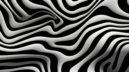 Poster - a black and white zebra print wallpaper, in the style of surrealistic distortion, freeform minimalism, rounded, psychedelic artwork, shaped canvas