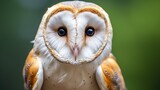 Fototapeta Zwierzęta - Close up of a Wild Common Barn Owl (Tyto Albahead) on Isolated White Background. Perfect for Nature