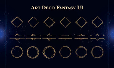 Wall Mural - Set of Art Deco Modern User Interface Elements. Fantasy magic HUD. Good for game UI. Vector Illustration EPS10