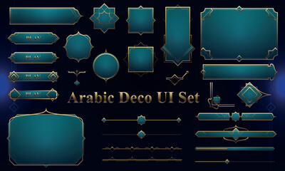 Wall Mural - Set of Art Deco Modern User Interface Elements. Fantasy magic HUD with arabian elements. Template for rpg game interface. Vector Illustration EPS10