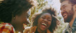 © Ai Studio - Sunlit laughter shared among friends, a moment of joy framed by the freshness of nature