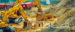 Miniature construction site comes to life: Tiny workers and diggers shape a small-scale world