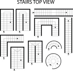 Wall Mural - Illustration Vector  icon set of top view of stairs