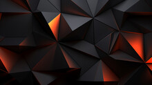 3D Panoramic Black Triangle Background. Modern Geometric Shape Gradient Metal Digital Technology Wallpaper. Luxury Pattern Website Banner. High-quality Ultra-realistic Matt Finish. Generative AI