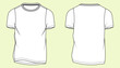 © MdAbir - Basic Men's Short sleeve Crew neck T Shirt flat sketch fashion illustration drawing template mock up with front and back view. Menswear T shirt top cad drawing.