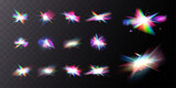 Fototapeta  - Crystal rainbow light reflection effect. Colorful clear iridescent lenses.	
