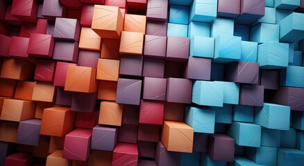 Poster - Vibrant cubes of every hue, adorned with post-it notes, create a kaleidoscope of creativity