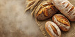 Artisan bread loaves at the side of a banner, offering a wide area for text.