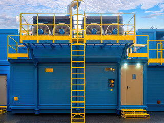 Poster - factory power plant. unit for controlling electrical equipment. modular construct for manufactory. i