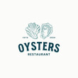 Vintage oysters hand drawn logo design
