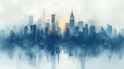 abstract city skyline seamless tile stock illustration wallpaper design of a new, high-quality, inte