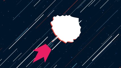 Poster - Aspen leaf flies through the universe on a jet propulsion. The symbol in the center is shaking due to high speed. Seamless looped 4k animation on dark blue background with stars