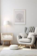 Wall Mural - Cozy nursery interior background, Scandinavian style