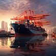 © wolfhound911 - Large cargo ship with containers in the port