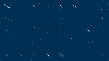 Poster - Template animation of evenly spaced wrench symbols of different sizes and opacity. Animation of transparency and size. Seamless looped 4k animation on dark blue background with stars