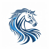 Fototapeta  - A profile of a horse with its mane flowing into a wave, Logo on white background