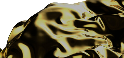 Wall Mural - Glamourous Ripples: Abstract 3D Gold Cloth Illustration with Mesmerizing Waves