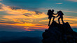 © czfphoto - Dawn of Partnership: Climbers Silhouetted, Trusting in the Wilderness