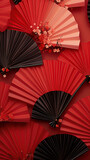 Fototapeta Dziecięca - Traditional Japanese fan Sensu decorative pattern vertical background