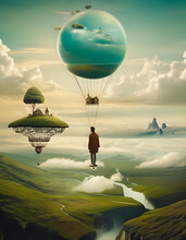 A Surreal Dreamscape With Surreal Landscapes And Levitating Objects, Dreamy, Whimsical, Gravity-defying. AI Generativ