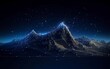 Digital landscape Abstract night mountains. Digital low poly wireframe vector illustration with 3D effect. Beautiful panorama