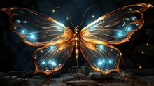 Glowing Butterfly Fantasy: Abstract Illustration With Shiny Insect And Bright Colors