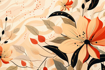 Abstract floral background with hand-drawing flowers.