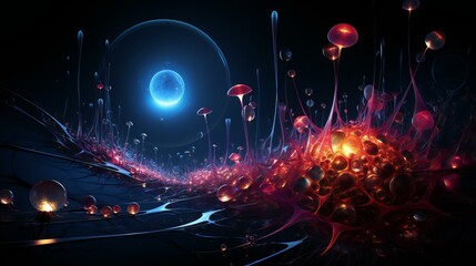 Wall Mural - Fantastic Cosmic Sphere: Abstract Illustration with Vibrant Colors, Stars, and Galaxy
