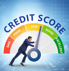 Wall Mural - Businessman trying to improve credit score