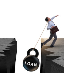 Wall Mural - Concept of debt and load with businessman