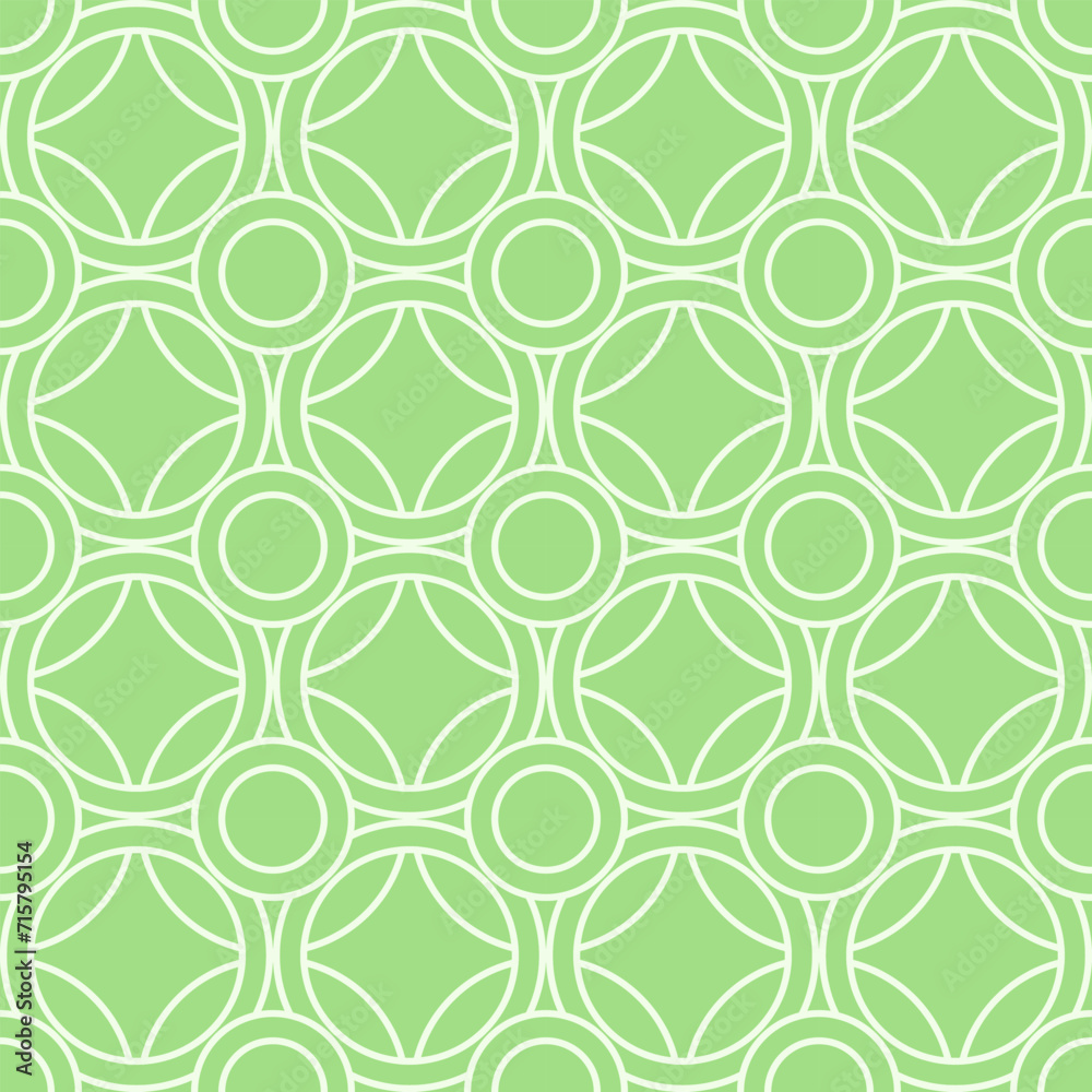 Green seamless background with circles and arcs, texture pattern for ...