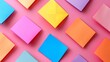 Top view of colorful blank sticky notes on a clean surface with a copy space, Generative AI.