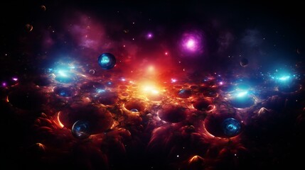 Wall Mural - Stellar Vision: Abstract Universe with Stars, Galaxies, and Celestial Wonders