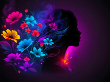 Women Model With Colorful Flower