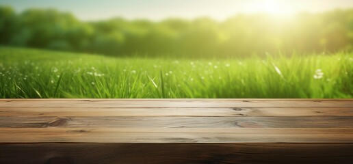 Wall Mural - grass on wooden background, background, wallpaper 