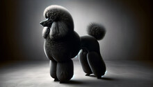 A Majestic Black Standard Poodle Is Portrayed In A Dramatic Light, Its Silhouette Emphasizing The Distinctive And Elegant Grooming Style.Dog Hairstyle Concept. AI Generated.